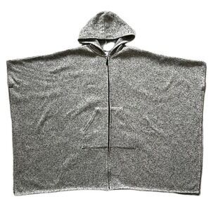 Le Moda poncho Front Zip Pockets Gray Western Oversized Confort Women One Size